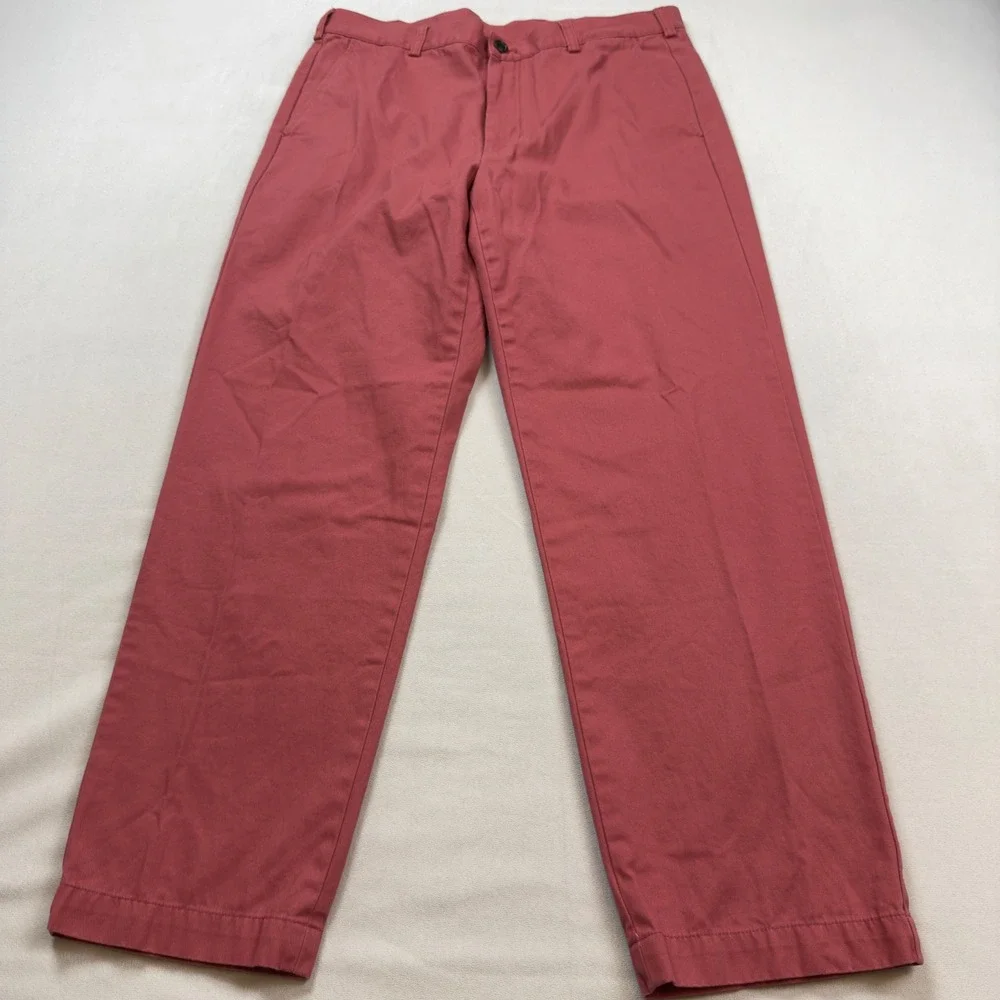 Brooks‎ Brothers 346 Chinos Coral/Salmon Cotton Flat Front Mens Pants 35x30